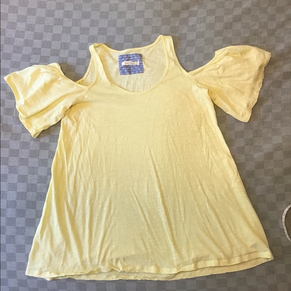Anthropologie Cold Shoulder Top Yellow XS